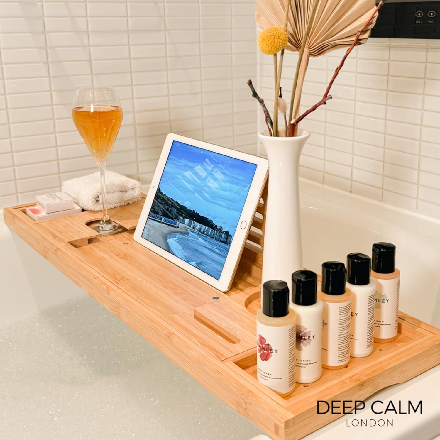Vivezen Plateau de Baignoire Extensible en Bambou