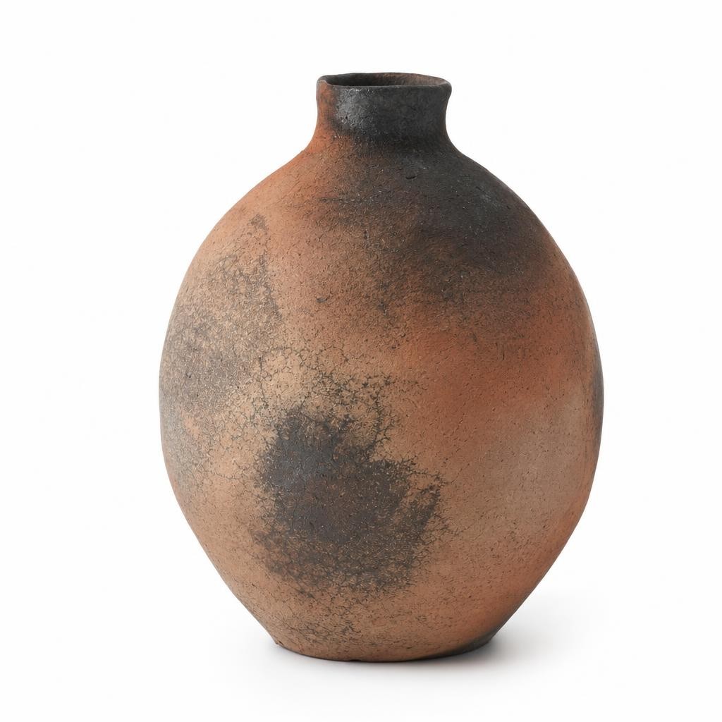 Vase en Céramique Japonaise Style Raku - Finition Mate Irrégulière